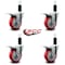 Service Caster 4'' Red Poly Swivel 1-1/4'' Expanding Stem Caster Set Total Lock Brake, 4PK SCC-EXTTL20S414-PPUB-RED-114-4 - alternate 3